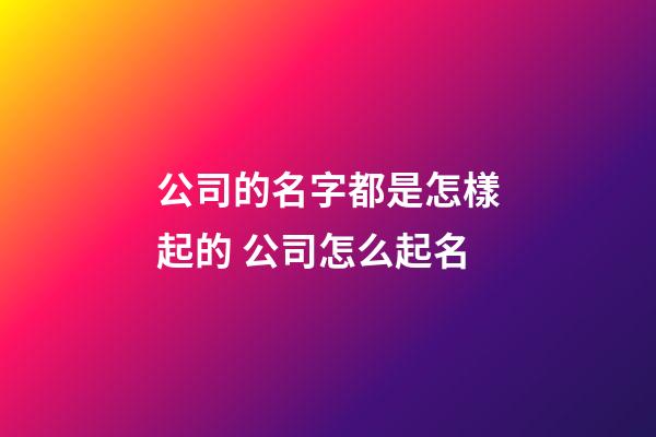 公司的名字都是怎樣起的 公司怎么起名-第1張-公司起名-玄機派